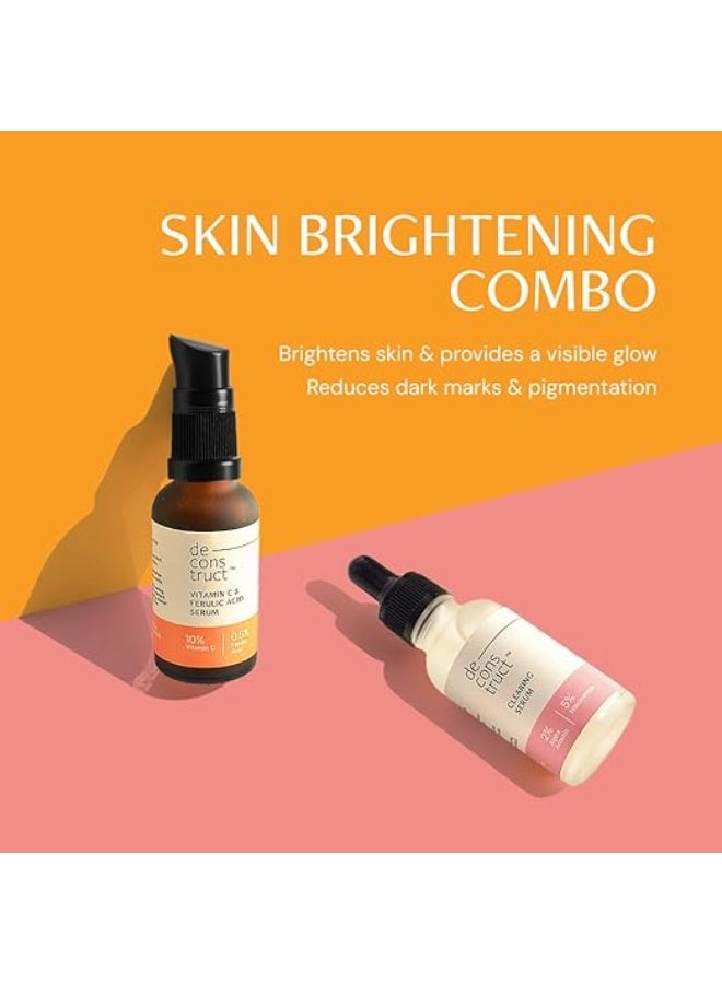 Deconstruct Skin Brightening Duo | 10% Vitamin C & 0.5% Ferulic Acid and 2% Alpha Arbutin & 5% Niacinamide | For All Skin Types | 30 ml each | Pack of 2 - Image 3